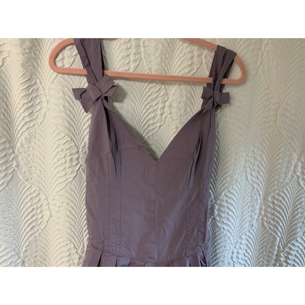 Free People Lennon Bow Straps Cotton Mauve Romantic Mini Dress L NWT DAMAGED - Picture 2 of 8